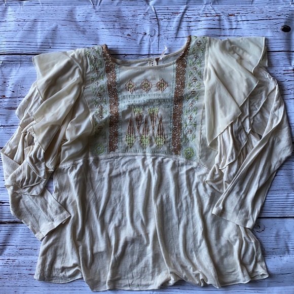 FREE PEOPLE NWT boho embroidered long sleeve - Picture 3 of 10
